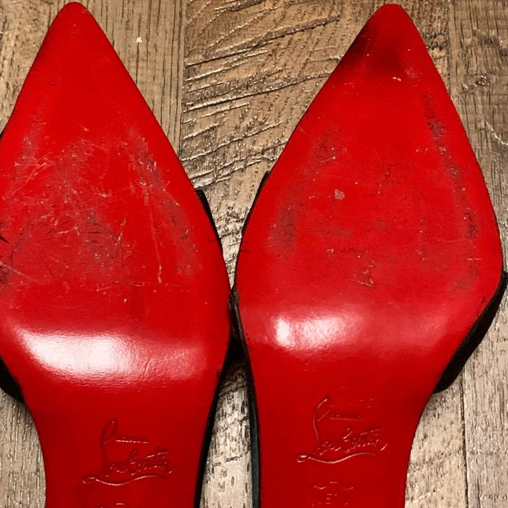 CHRISTIAN LOUBOUTIN Black CREPE SATIN  4” STILETTOS 40 1/2 - Picture 8 of 16